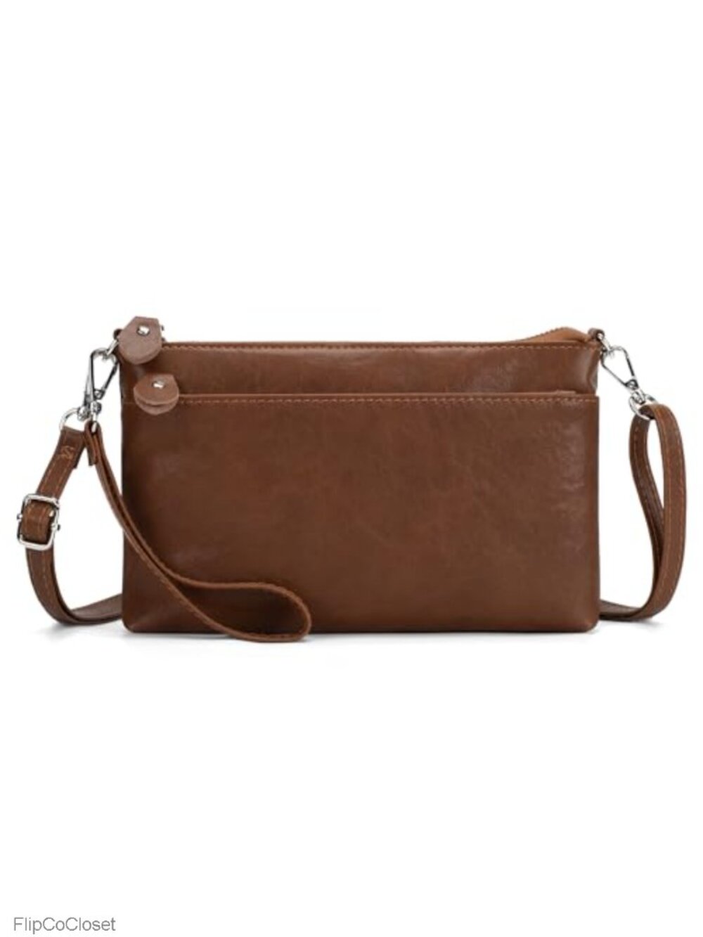 Genuine Leather RFID Wristlet Clutch Crossbody with Straps